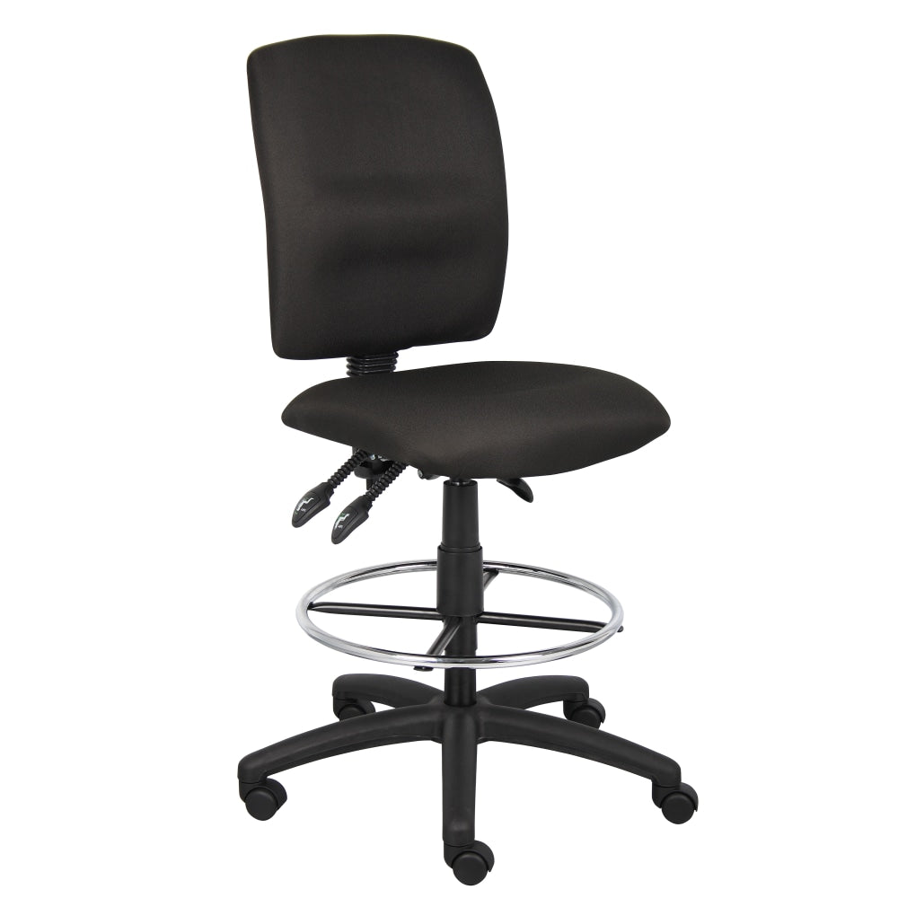 Boss Office Products Fabric Armless Drafting Stool, Black/Chrome