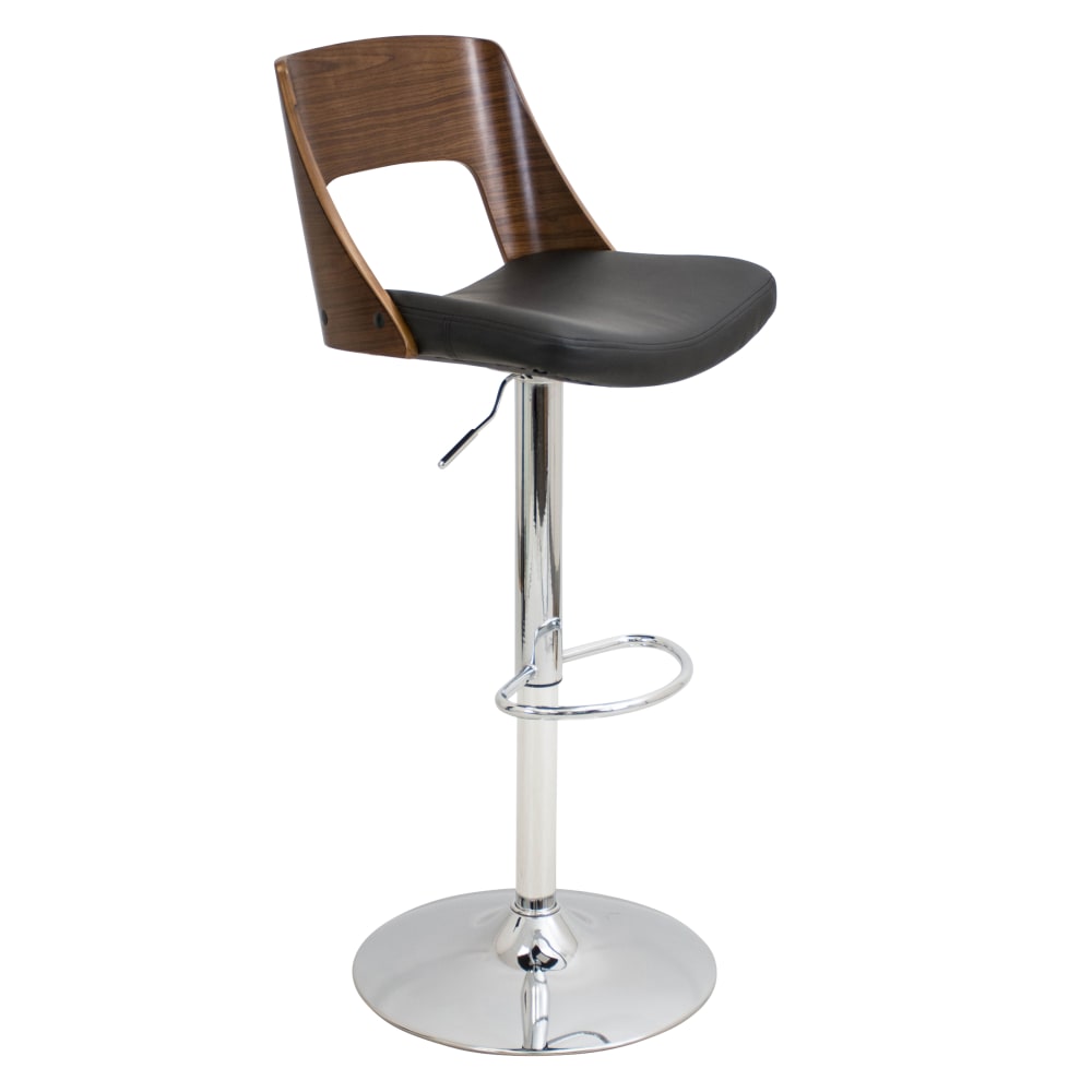 LumiSource Valencia Barstool, Walnut/Black/Chrome