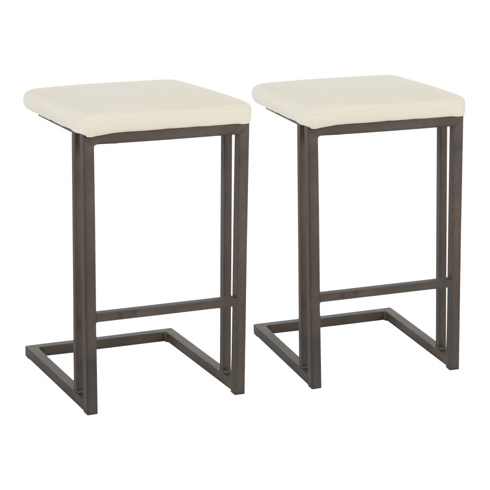 LumiSource Roman Counter Stools, Antique/Cream, Set Of 2 Stools