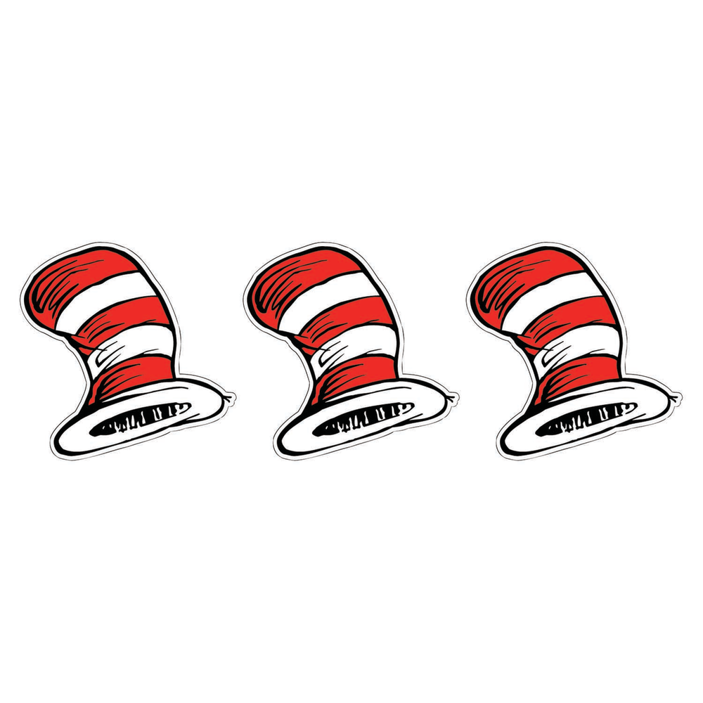 Eureka School Paper Cut Outs, 5in, The Cat in the Hat, 36 Cut Outs Per Pack, Set Of 3 Packs