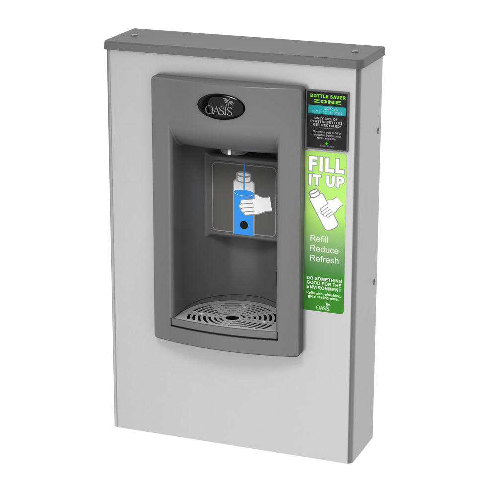 Oasis Bottle Filler, Surface Mount, 42 1/2inH x 20 1/2inW x 6 1/4inD, Gray