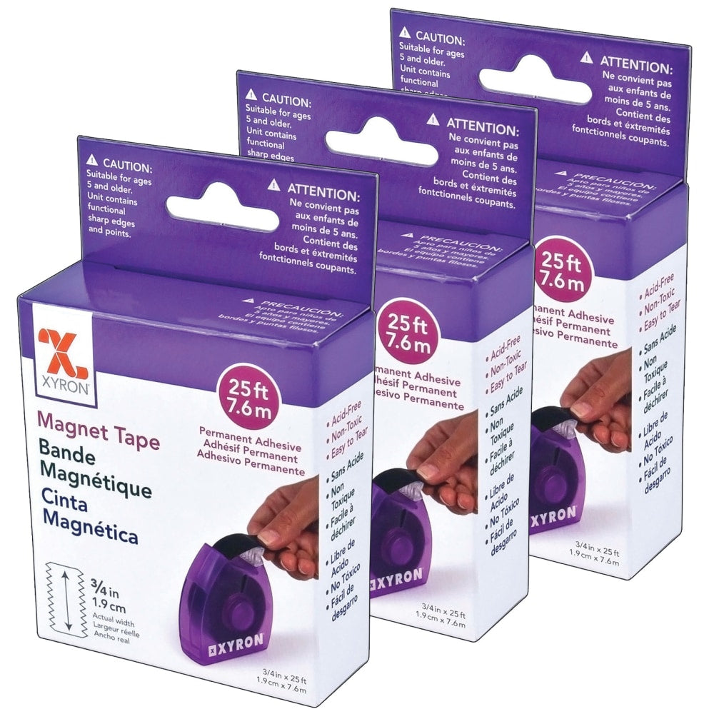 Xyron Magnet Tape, 3/4in x 25ft, Purple, Pack Of 3 Rolls
