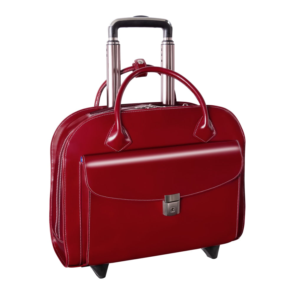 McKleinUSA Granville Leather Wheeled Ladies Briefcase For 15.4in Laptops, Red