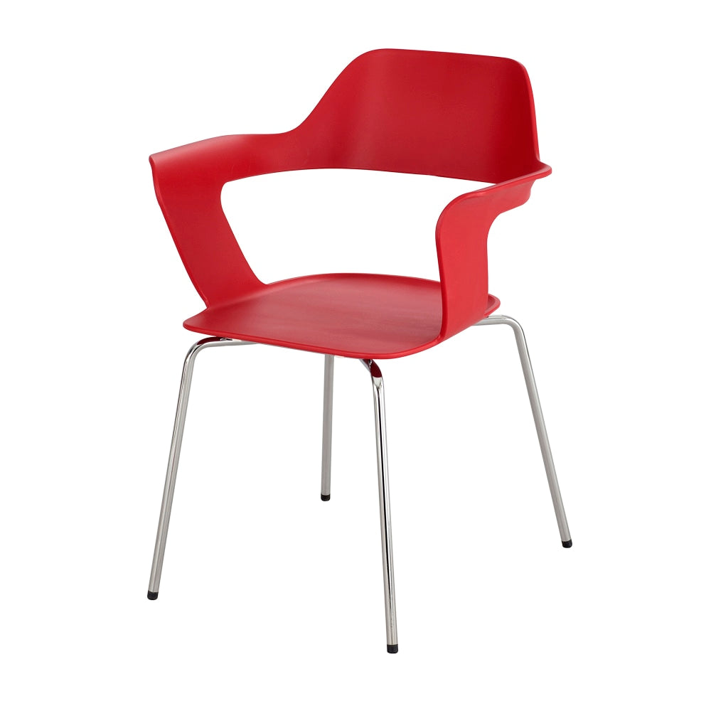 Safco Bandi Shell Stacking Chairs, Red/Silver, Set Of 2