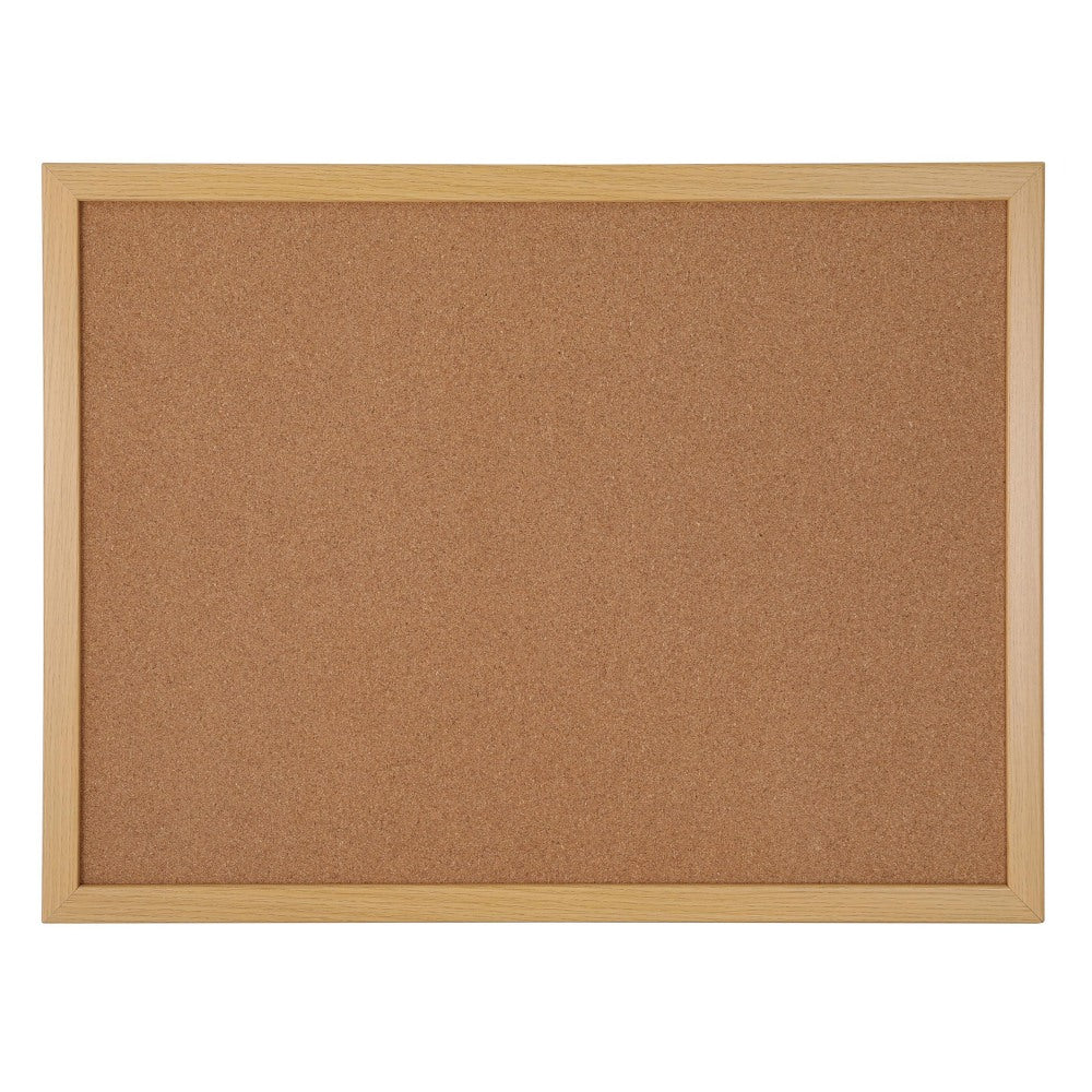 Office Depot Brand Cork Bulletin Board, 18in x 24in, Wood Frame With Light Oak Finish