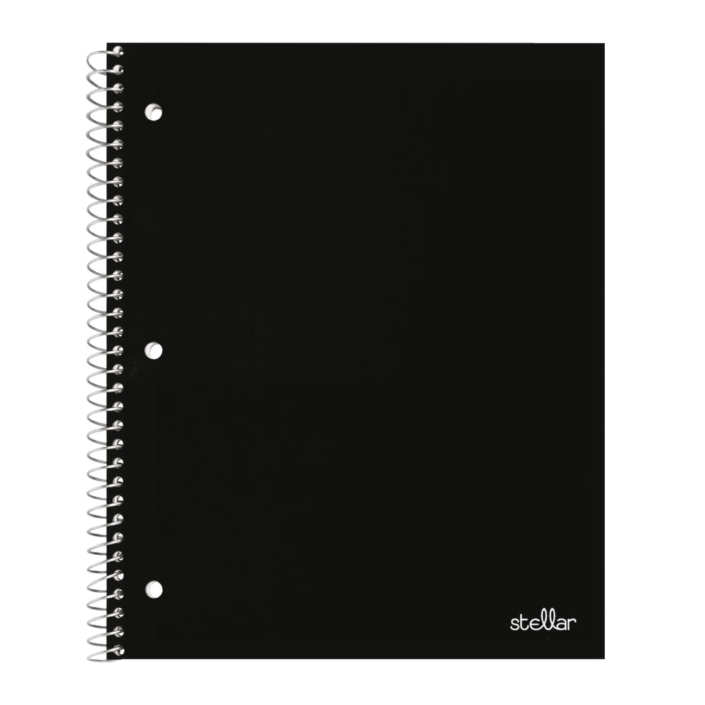 Office Depot Brand Stellar Poly Notebook, 8in x 10 1/2in, 1 Subject, Wide Ruled, 100 Sheets, Black