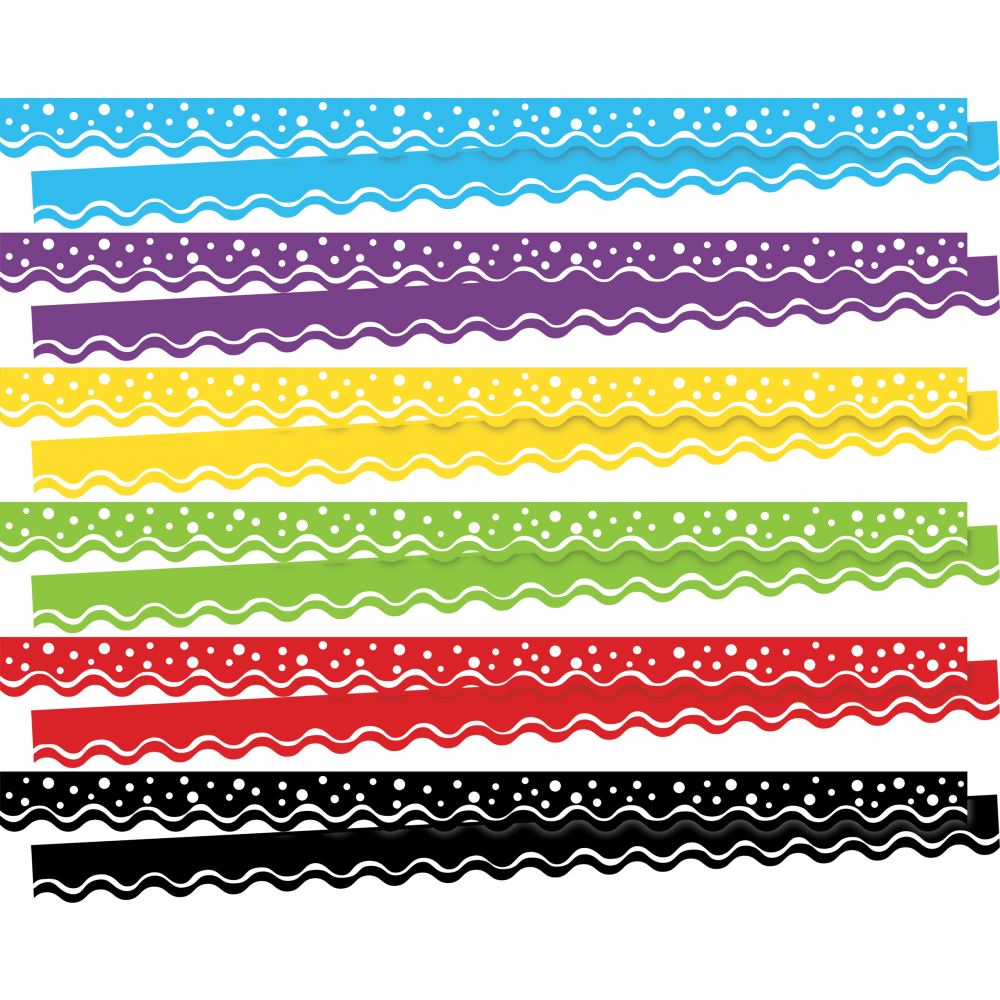 Barker Creek Double-Sided Scalloped-Edge Border Strips, 2 1/4in x 36in, Happy, 13 Strips Per Pack, Set Of 6 Packs