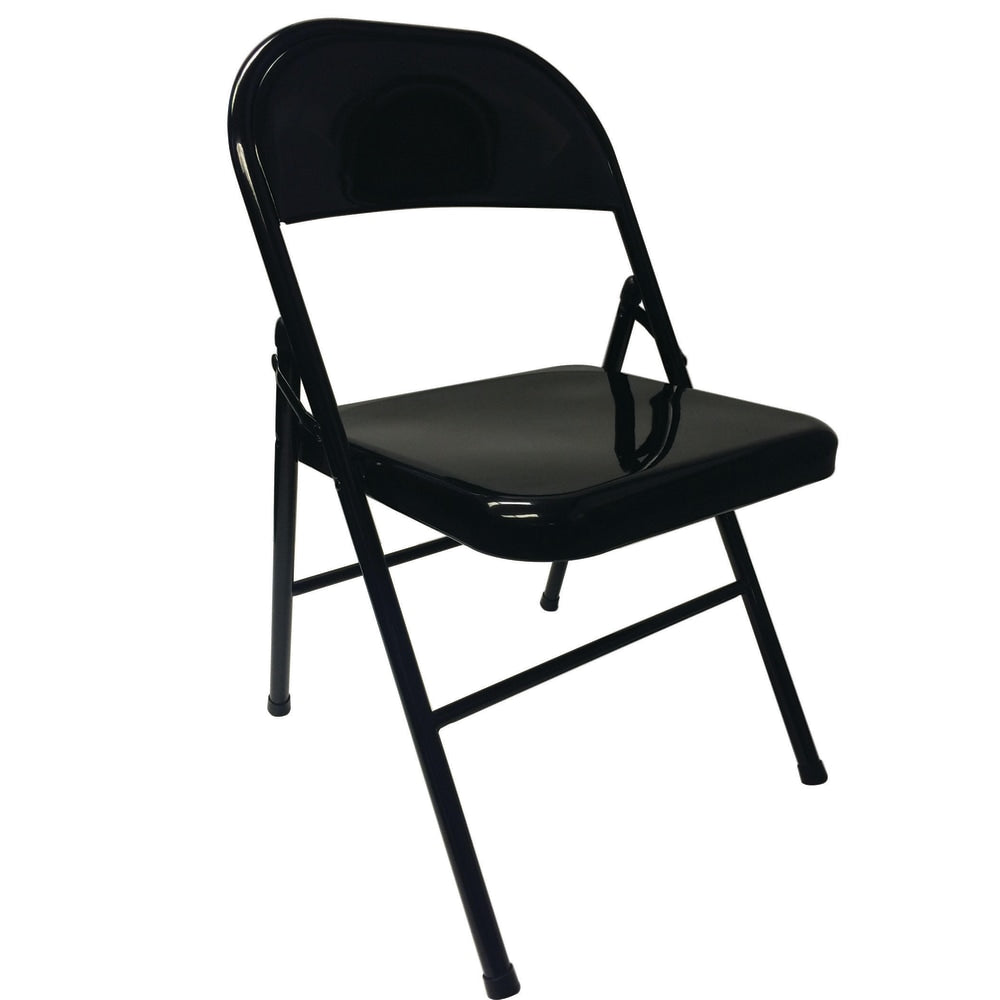 Realspace Metal Folding Chairs, Black, Set Of 4 Chairs