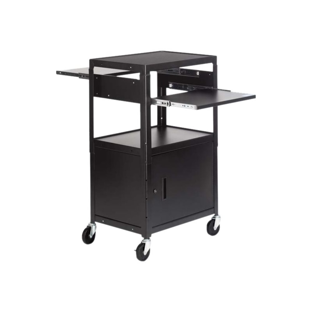 Bretford Basics Adjustable Multimedia Cart With Cabinet CA2642DNS - Cart - for projector / notebook / document camera - steel - black powder