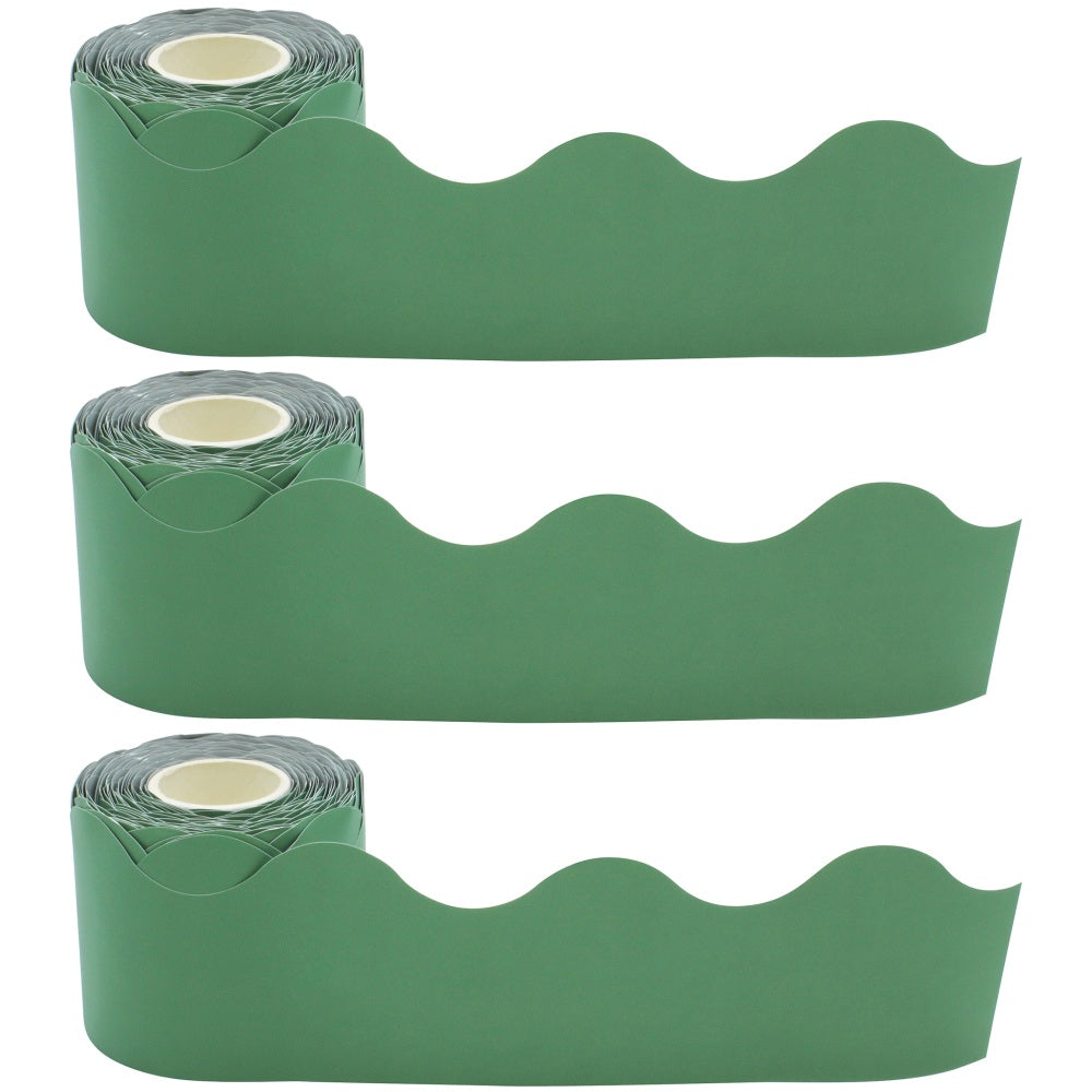 Teacher Created Resources Scalloped Border Trim, Eucalyptus Green, 50ft Per Roll, Pack Of 3 Rolls