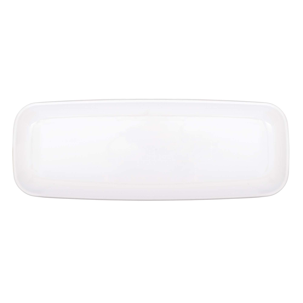 Amscan Long Plastic Platters, 6in x 17-1/2in, White, Pack Of 6 Platters