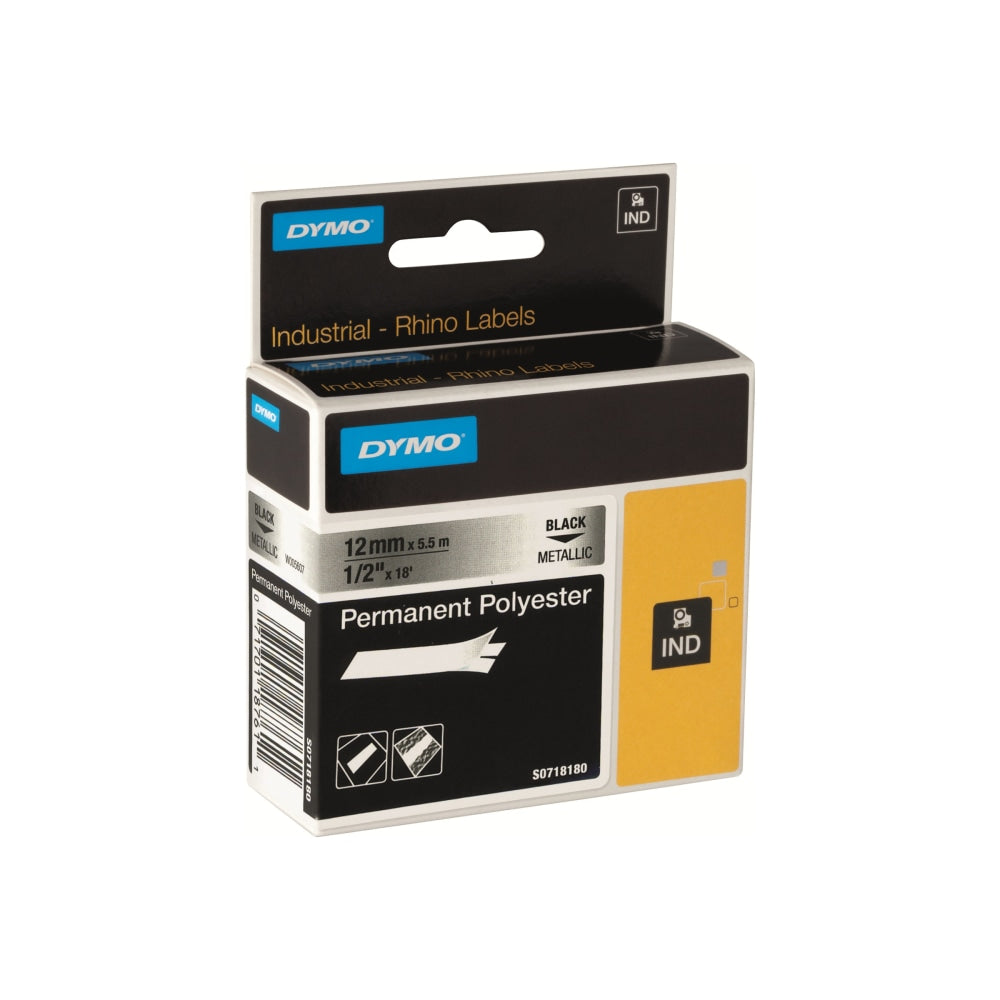 DYMO Rhino Permanent Polyester Tape, DYM1734523, Permanent Adhesive, 15/16inW x 18 ft Length, Rectangle, Thermal Transfer, White, Polyester