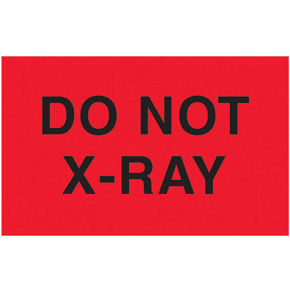 Preprinted Special Handling Labels, DL2361, "Do Not X-Ray", 5in x 3in, Fluorescent Red, Roll Of 500