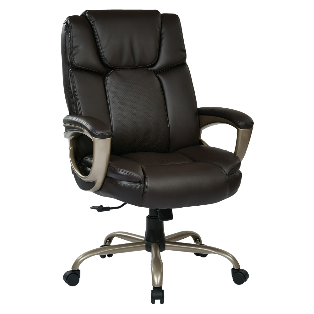 Office Star Work Smart Big & Tall Bonded Leather High-Back Chair, Espresso/Cocoa