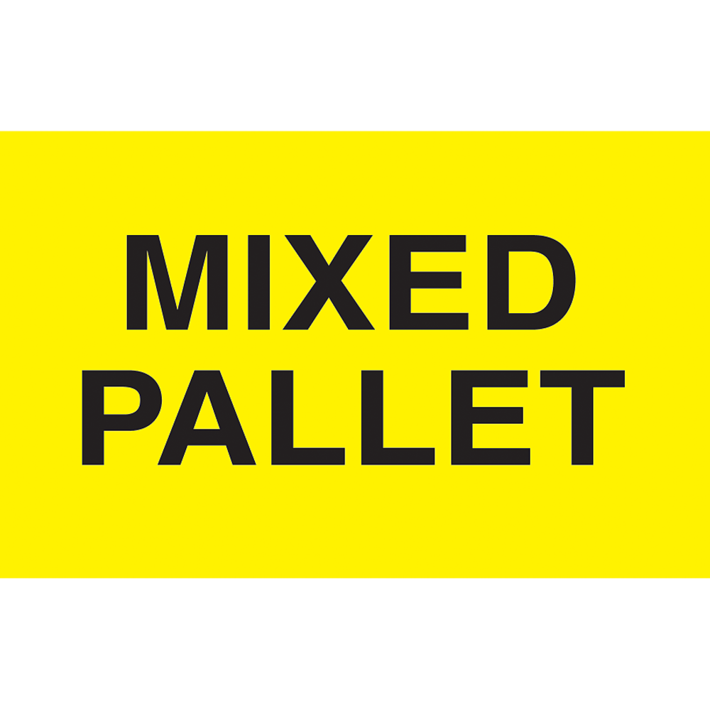 Preprinted Special Handling Labels, DL2481, "Mixed Pallet", 5in x 3in, Bright Yellow, Roll Of 500