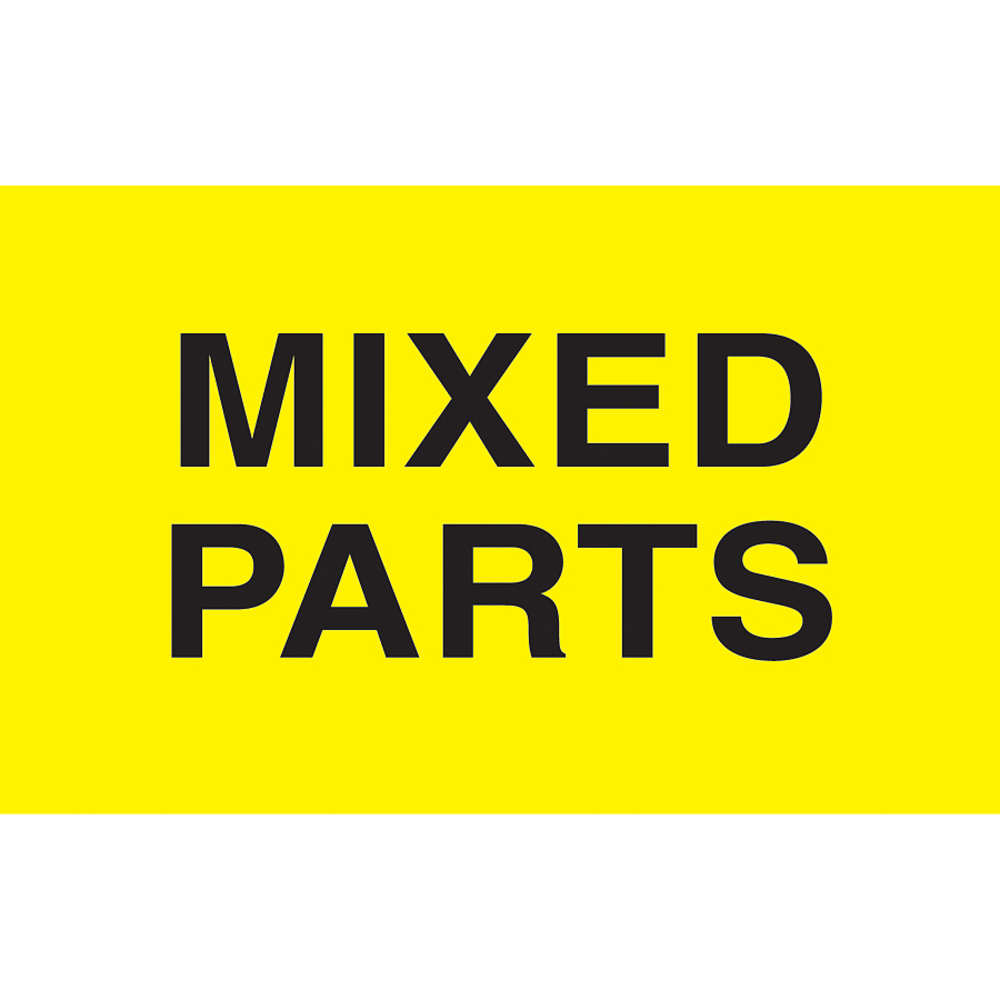 Preprinted Special Handling Labels, DL2521, "Mixed Parts", 5in x 3in, Bright Yellow, Roll Of 500