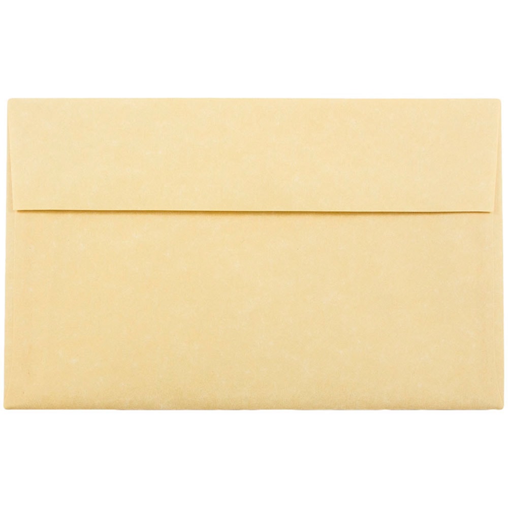 JAM Paper Parchment Booklet Invitation Envelopes, A10, Gummed Seal, 30% Recycled, Antique Gold, Pack Of 25