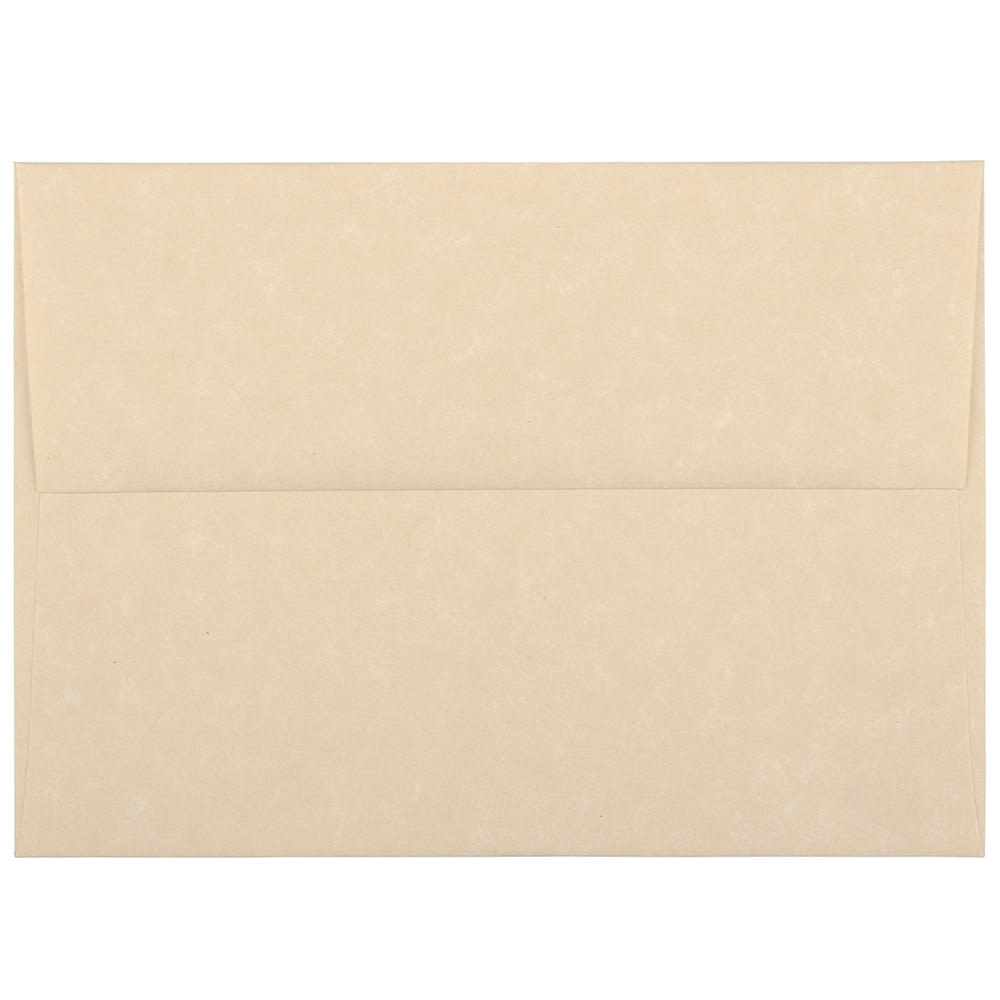JAM Paper Parchment Booklet Invitation Envelopes, A6, Gummed Seal, 30% Recycled, Brown, Pack Of 25