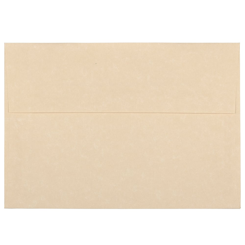 JAM Paper Parchment Booklet Invitation Envelopes, A7, Gummed Seal, 30% Recycled, Brown, Pack Of 25