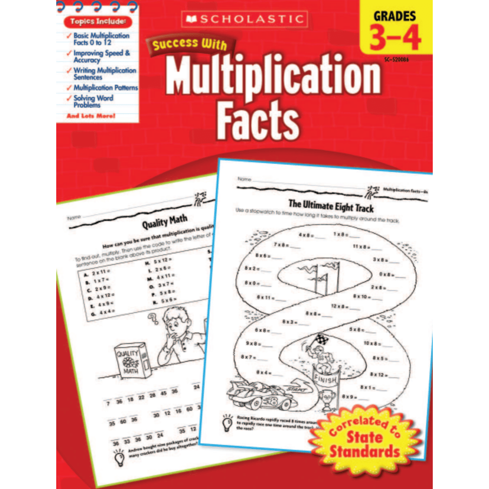 Scholastic Success With: Multiplication Facts Workbook, Grades 3-4