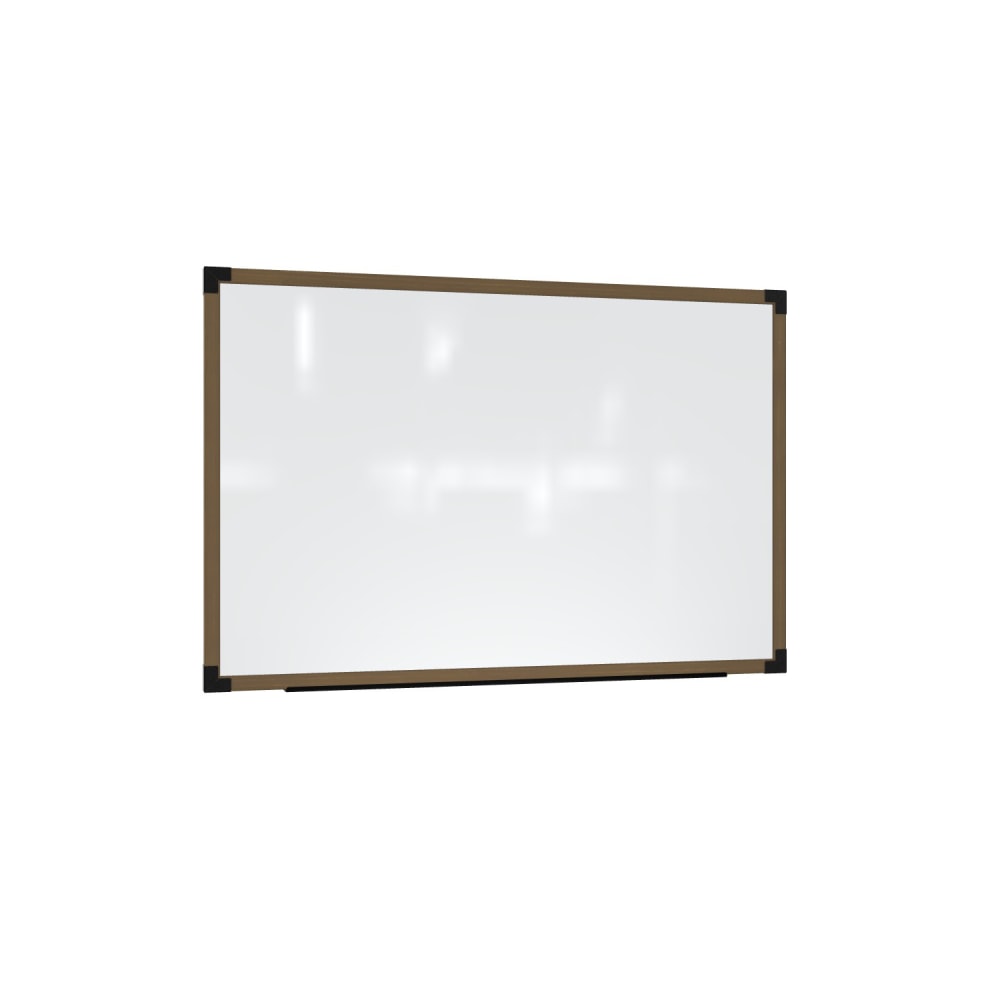 Ghent Prest Magnetic Dry-Erase Whiteboard, Porcelain, 50-1/4in x 62-1/4in, White, Driftwood Oak Wood Frame