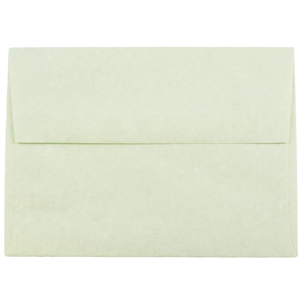 JAM Paper Parchment Booklet Invitation Envelopes, A6, Gummed Seal, 30% Recycled, Green, Pack Of 25