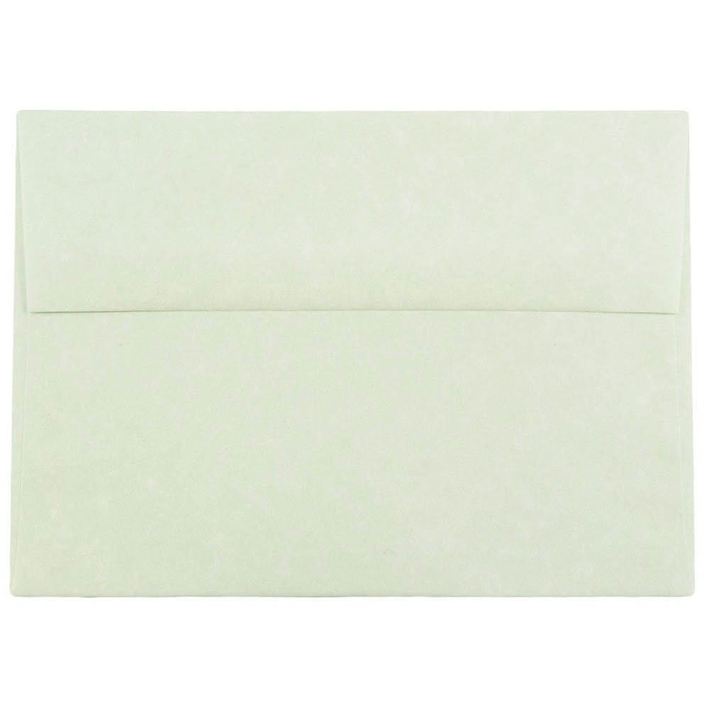 JAM Paper Parchment Booklet Invitation Envelopes, A7, Gummed Seal, 30% Recycled, Green, Pack Of 25