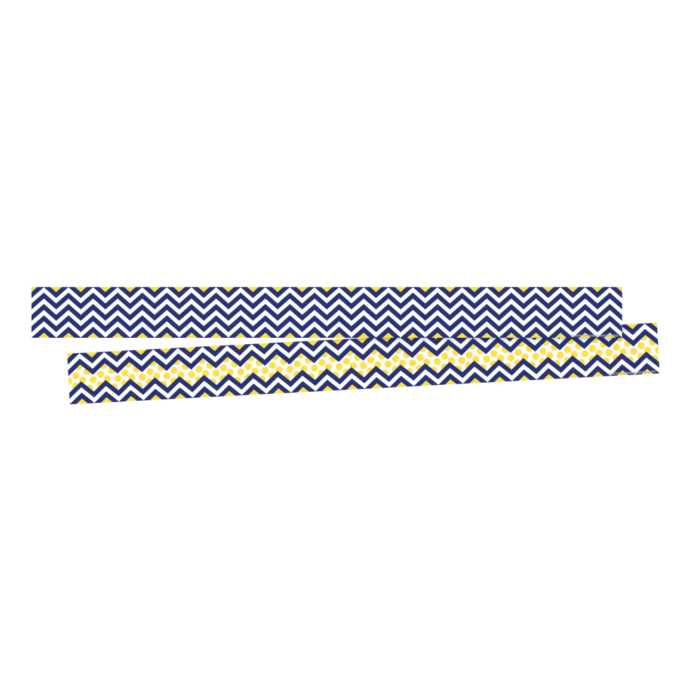 Barker Creek Double-Sided Border Strips, 3in x 35in, Chevron Navy, Set Of 24