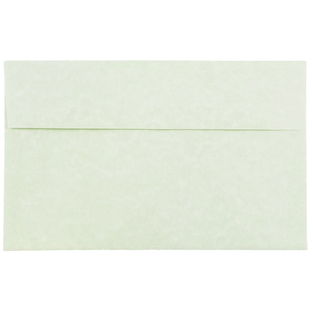JAM Paper Parchment Booklet Invitation Envelopes, A10, Gummed Seal, 30% Recycled, Green, Pack Of 25