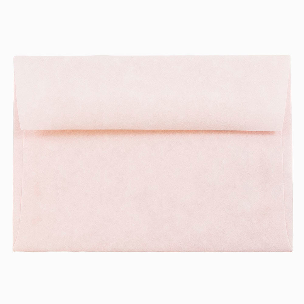 JAM Paper Booklet Envelopes, #4 Bar (A1), Gummed Seal, 30% Recycled, Parchment Pink Ice, Pack Of 25
