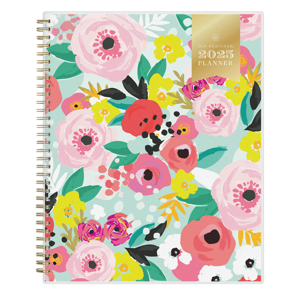 2025 Day Designer Weekly/Monthly Planning Calendar, 8-1/2in x 11, Secret Garden Mint, January 2025 To December 2025