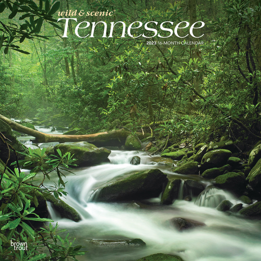 Brown Trout Travel Monthly Wall Calendar, 12in x 12in, Wild & Scenic Tennessee, January To December 2023