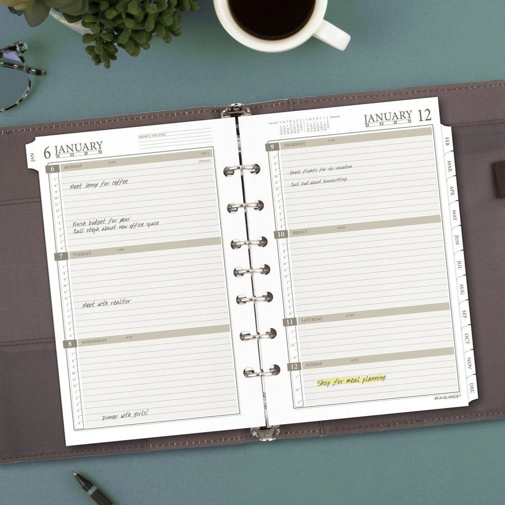 2025 AT-A-GLANCE Weekly/Monthly Planner Refill, 5-1/2in x 8-1/2in, Traditional, January 2025 To December 2025, 481-285Y