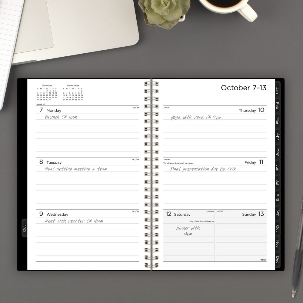 2024-2025 Mead Basic Weekly/Monthly Planner, 5-1/2in x 8-1/2in, Black, October To December, CRW42005