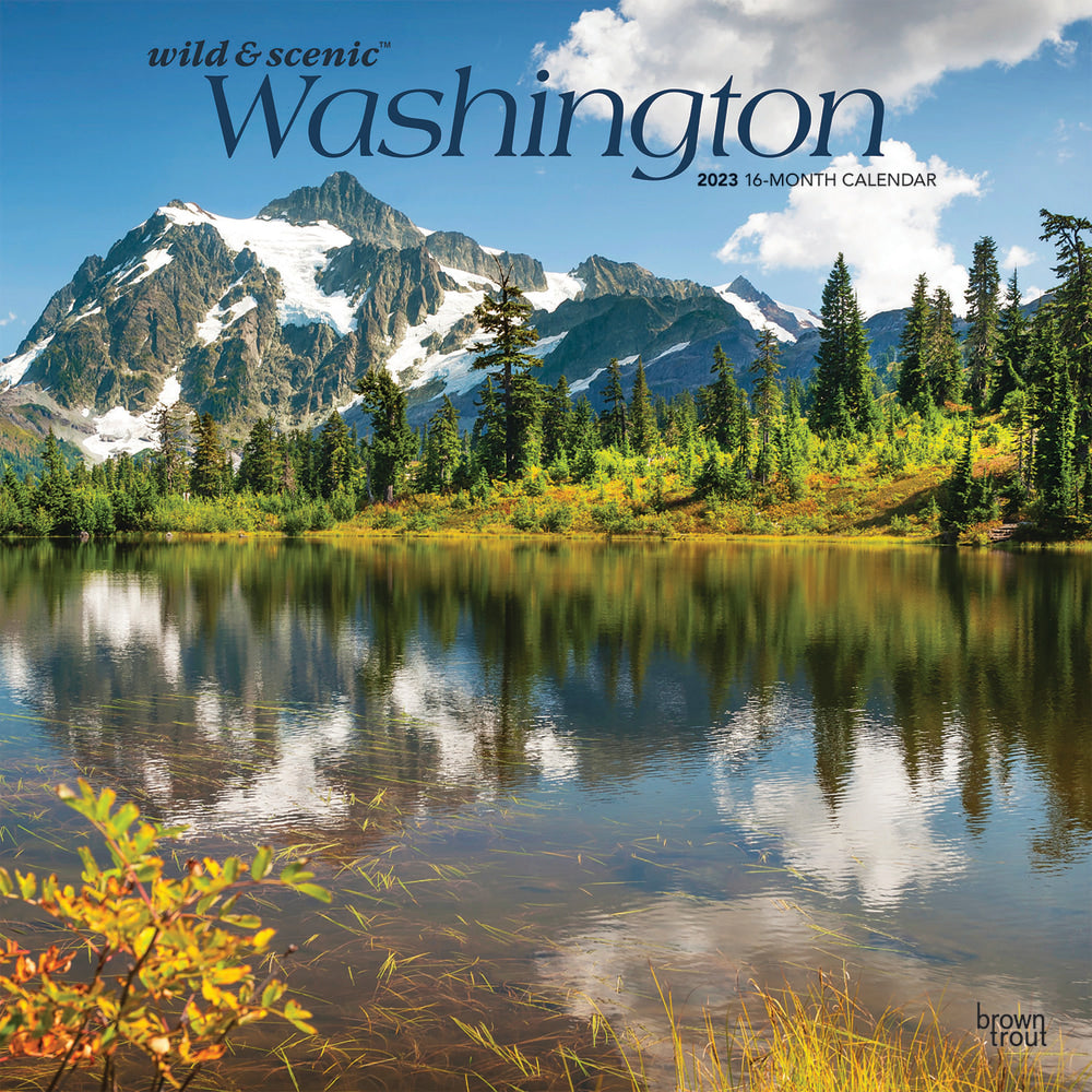 Brown Trout Travel Monthly Wall Calendar, 12in x 12in, Wild & Scenic Washington, January To December 2023