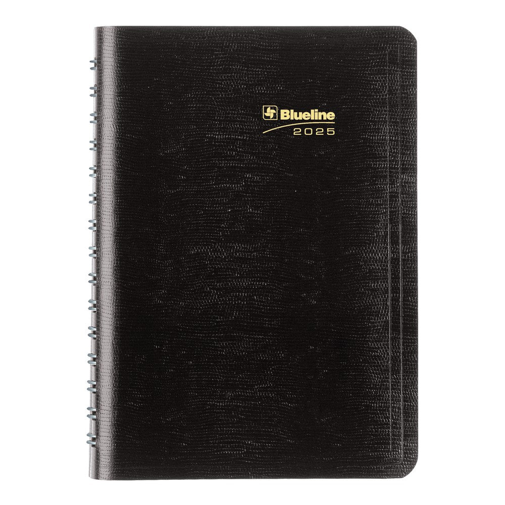 2025 Blueline Plan & Link Daily Appointment Planner, 8in x 5in, 50% Recycled, Black, January To December