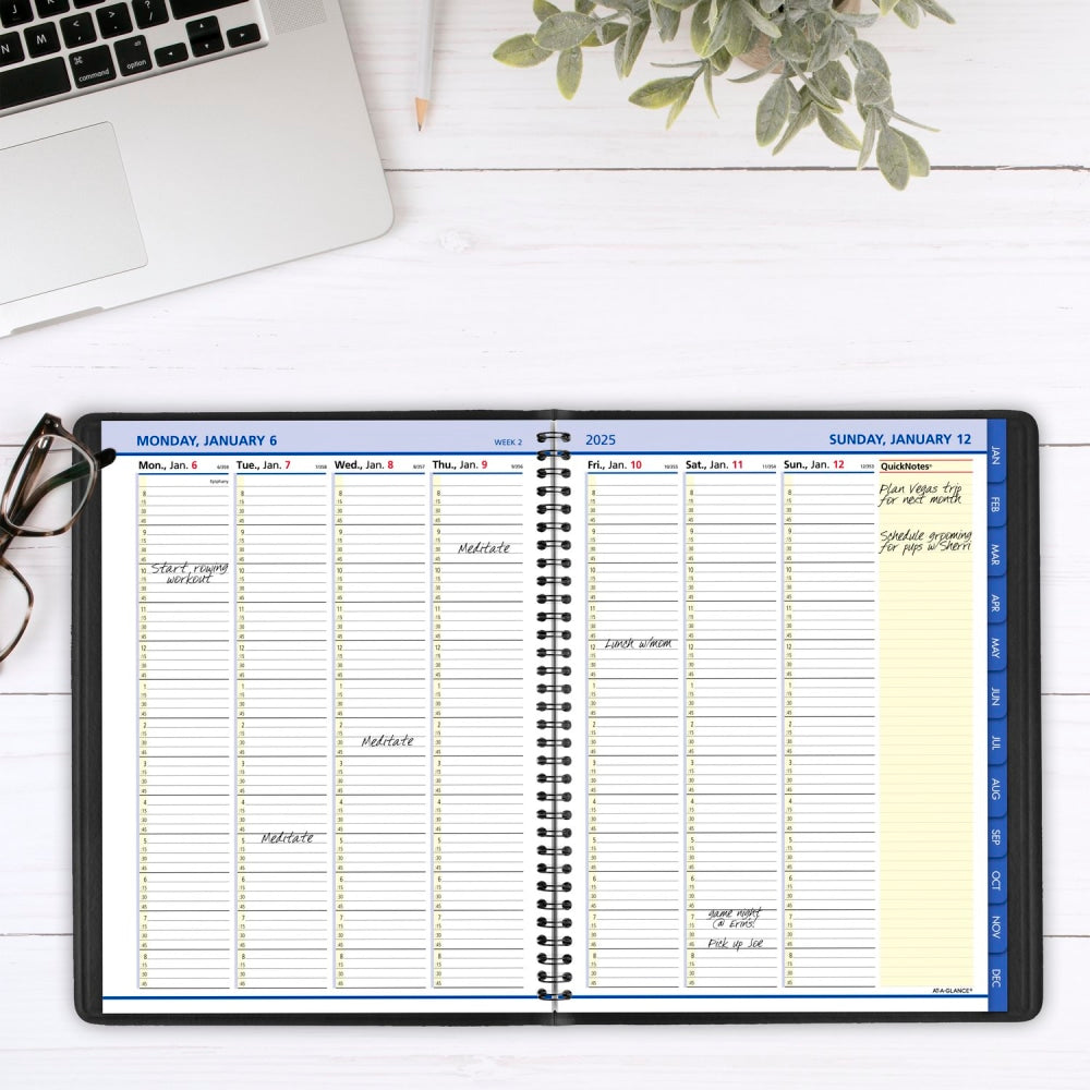 2025 AT-A-GLANCE QuickNotes Weekly/Monthly Appointment Book Planner, 8-1/4in x 11in, Black, January To December