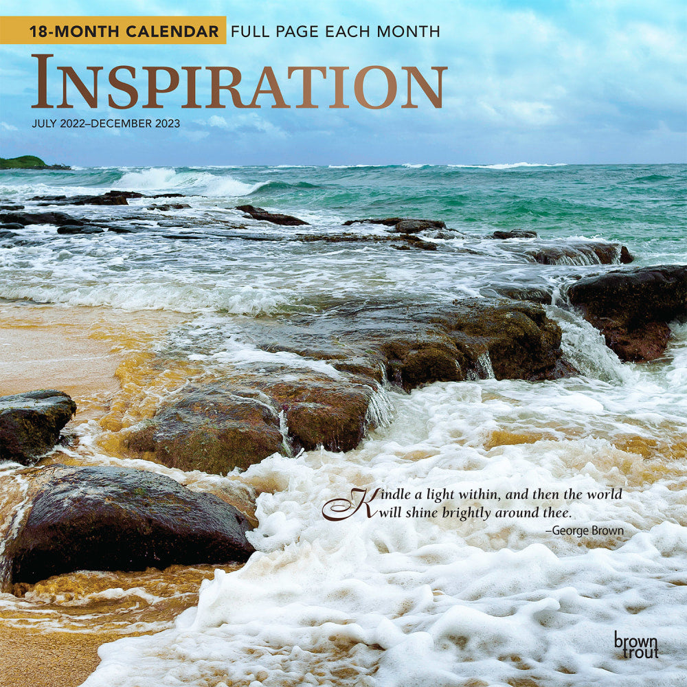 2023-2024 Brown Trout Inspirational 18-Month Monthly Wall Calendar, 12in x 12in, Inspiration, July 2023 To December 2024