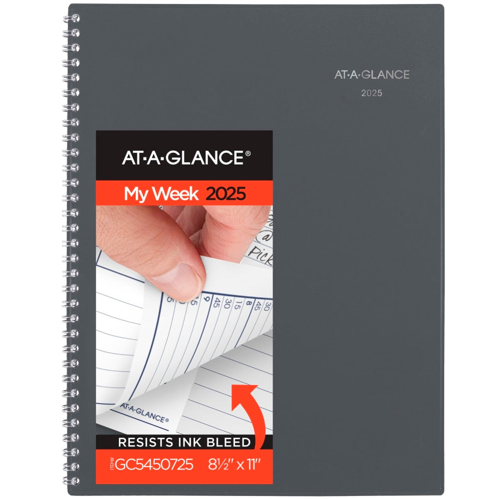 2025 AT-A-GLANCE DayMinder Weekly/Monthly Planner, Gray, 8-1/2in x 11in, January To December, GC54507