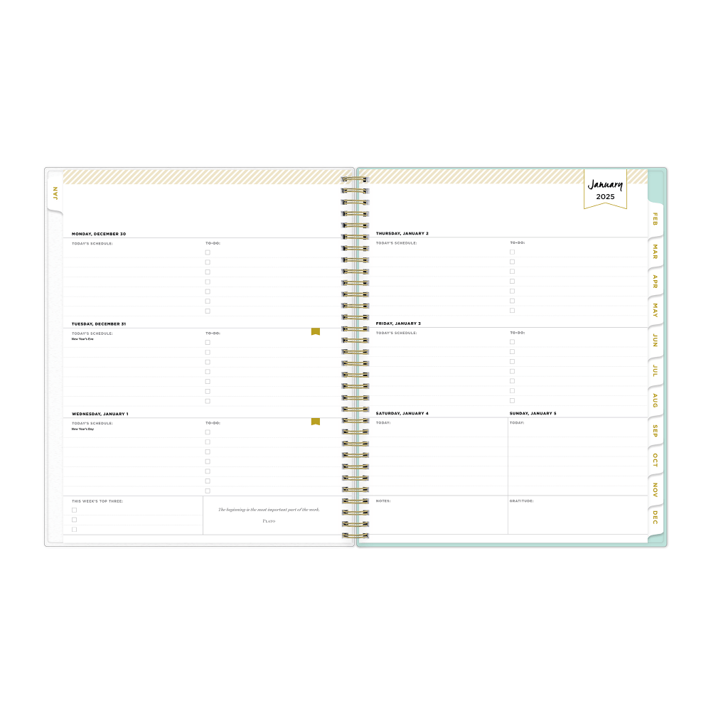 2025 Day Designer Weekly/Monthly Planning Calendar, 8-1/2in x 11, Secret Garden Mint, January 2025 To December 2025