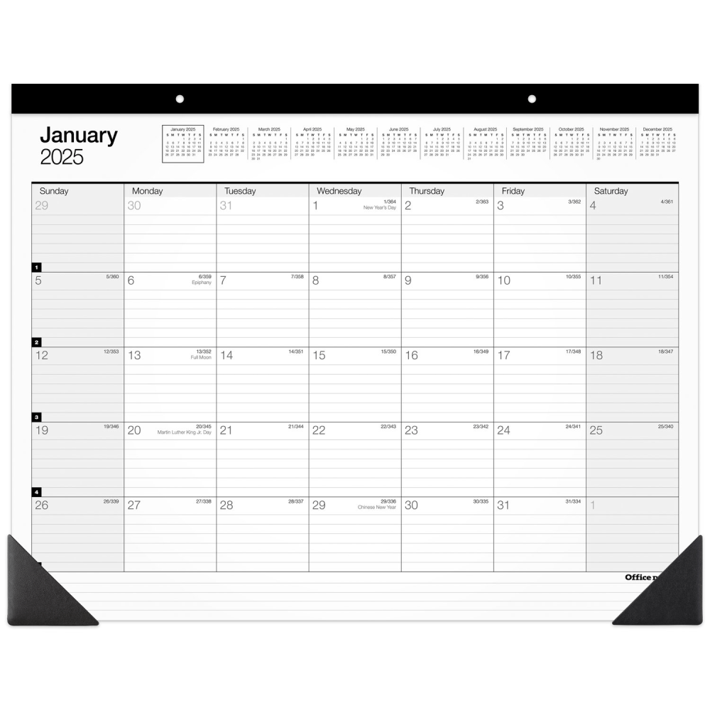 2025 Office Depot Monthly Desk Pad Calendar, 21-3/4in x 17in, Traditional, January 2025 To December 2025, SP24D00