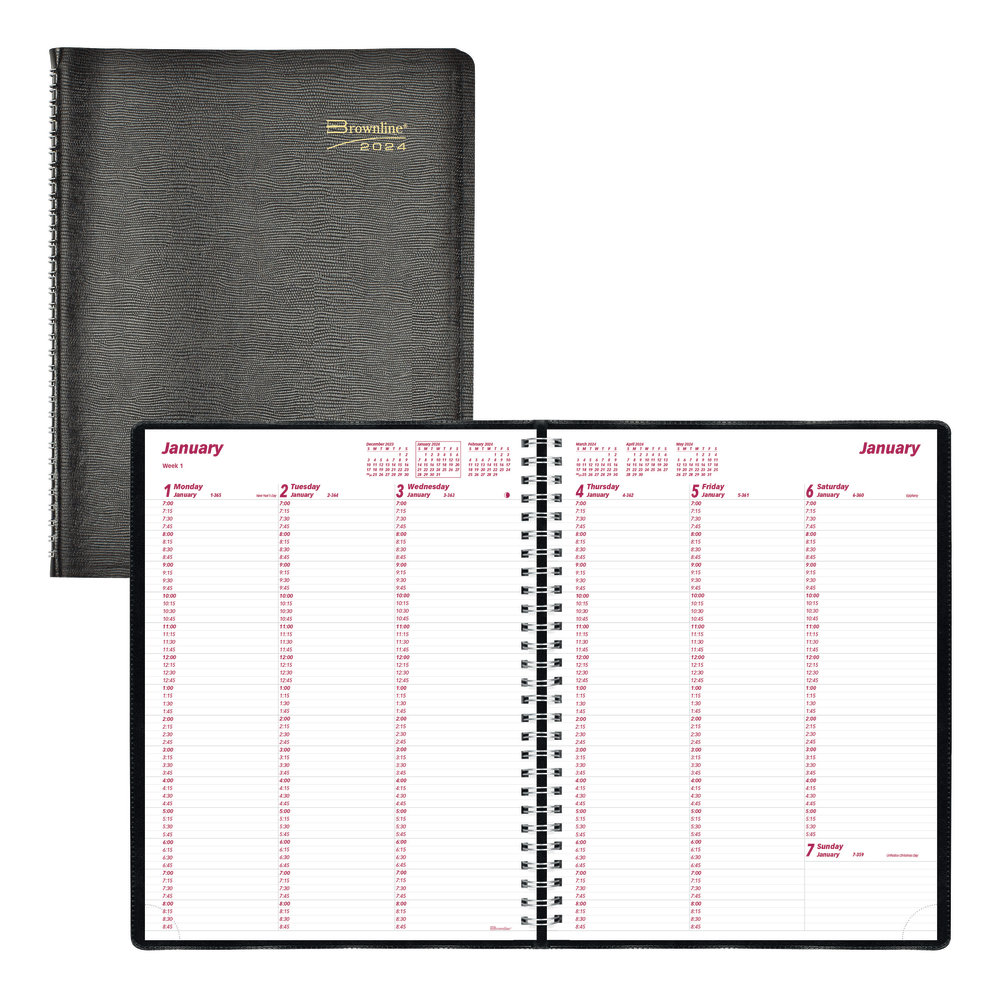 2025 Brownline Essential Weekly Appointment Planner, 11in x 8-1/2in, 50% Recycled, Black, January To December, CB950.BLK