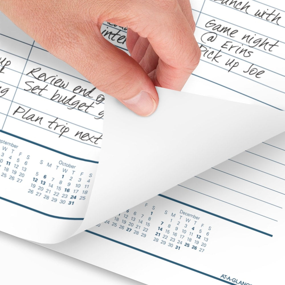 2025 AT-A-GLANCE Monthly Desk Pad Calendar, 21-3/4in x 17in, Black/White, January To December