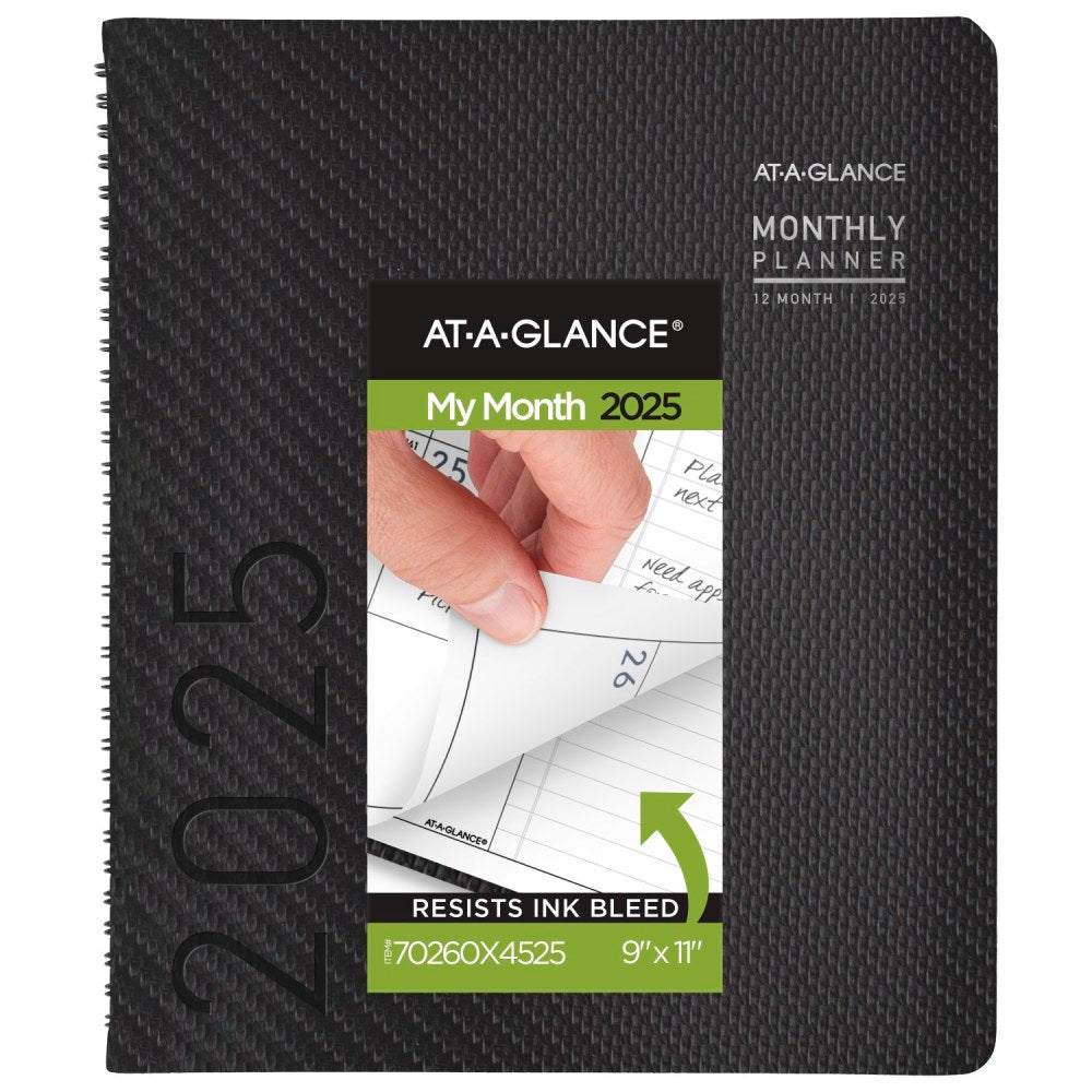 2025 AT-A-GLANCE Contemporary Monthly Planner, 9in x 11in, Charcoal, January To December, 70260X45
