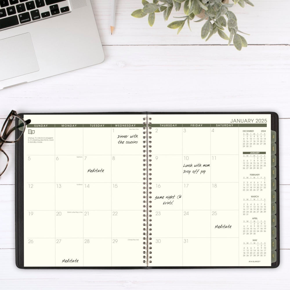 2025 AT-A-GLANCE Monthly Planner, 9in x 11in, 100% Recycled, Black, January To December, 70260G05