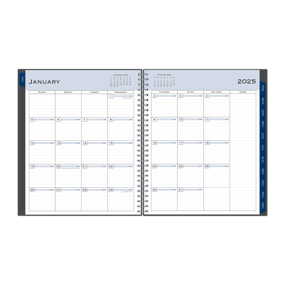 2025 Blue Sky Monthly Planning Calendar, 8in x 10in, Passages Charcoal Gray, January To December