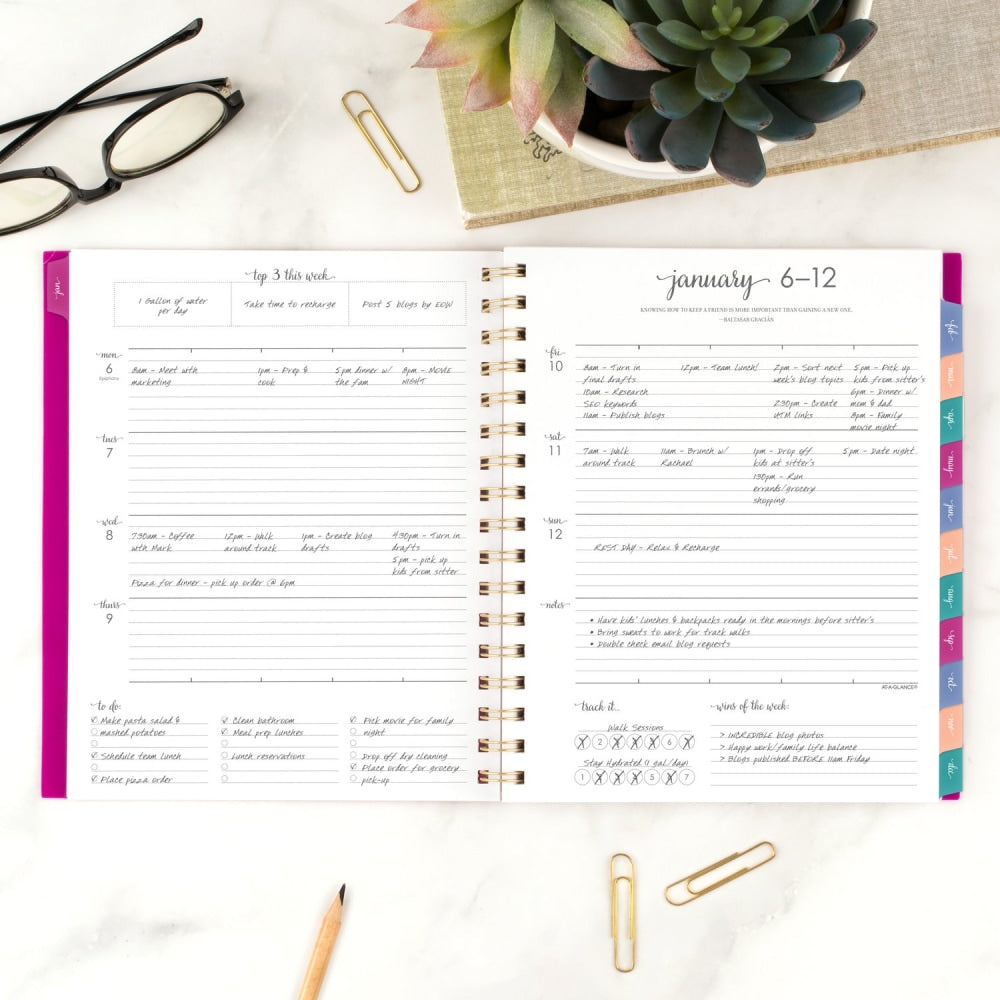 2025-2026 AT-A-GLANCE Harmony Weekly/Monthly Planner, 7in x 8-3/4in, Beetroot, January To January, 1099-805-56