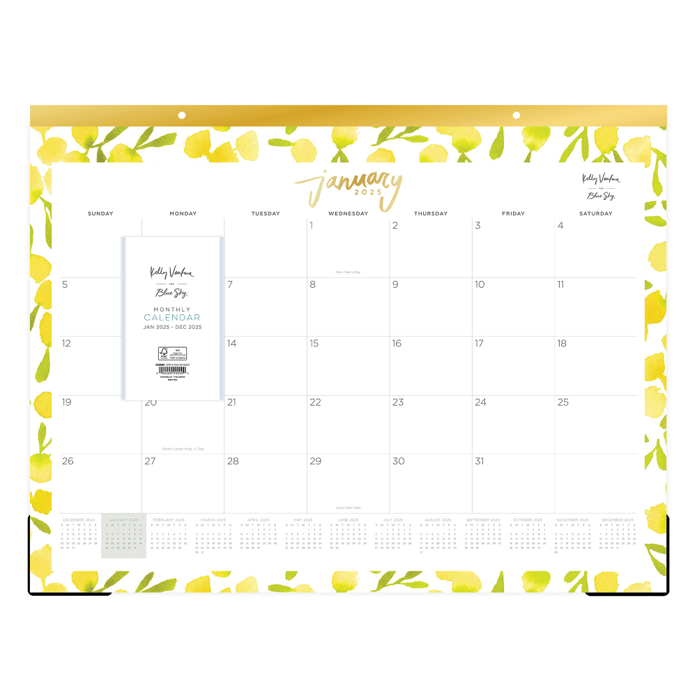 2025 Blue Sky Monthly Desk Pad Planning Calendar, 22in x 17in, Mimosa, January 2025 To December 2025