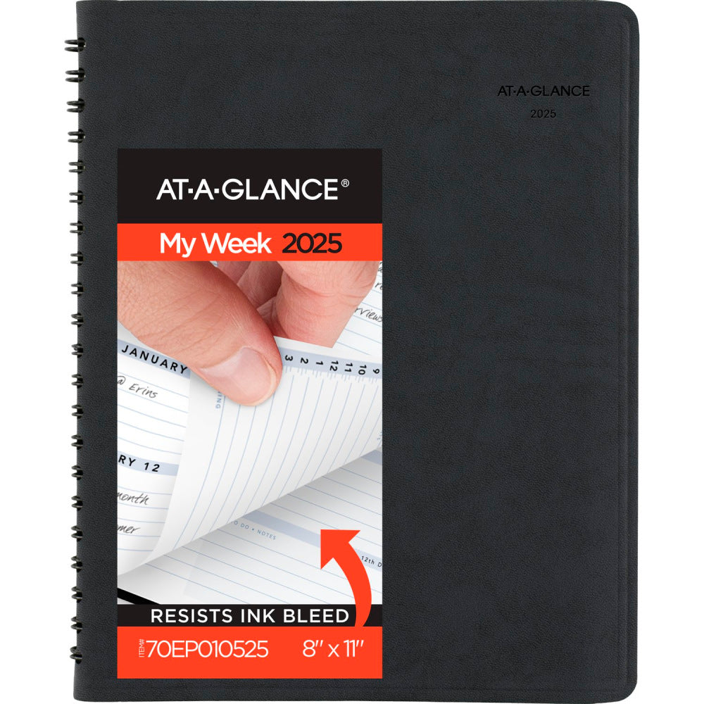 2025 AT-A-GLANCE The Action Planner Weekly Appointment Book Planner, 8in x 11in, Black, January To December, 70EP0105
