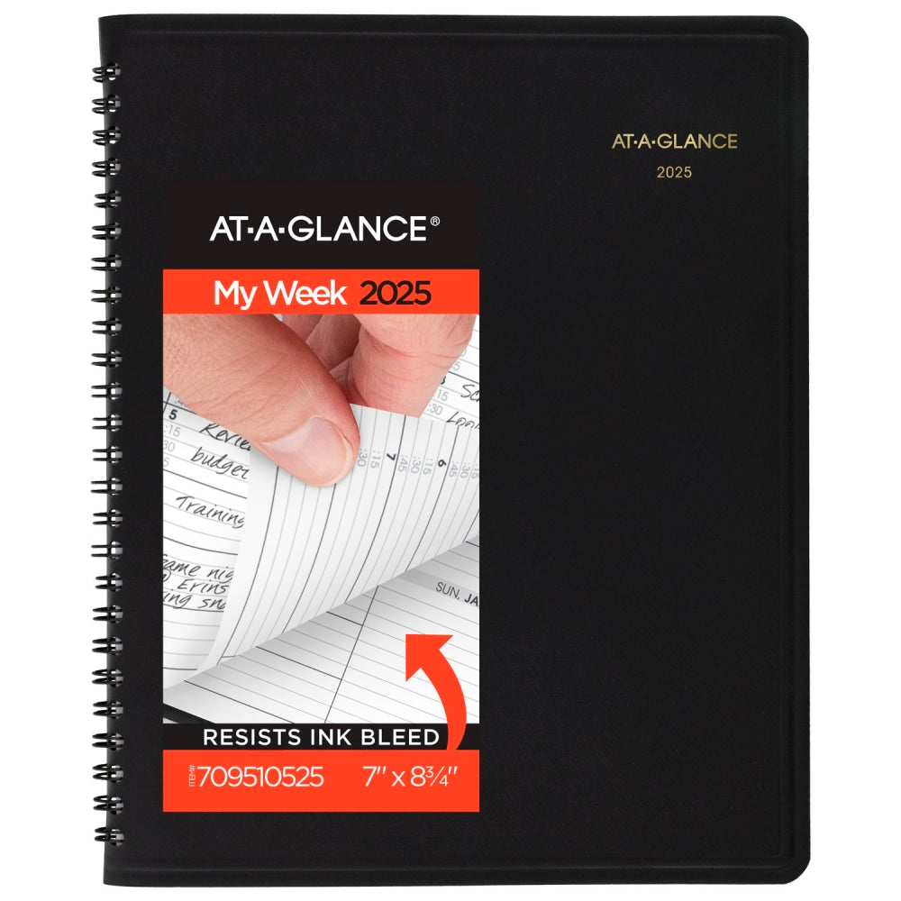 2025-2026 AT-A-GLANCE Weekly Appointment Book Planner, 7in x 8-3/4in, Black, January To January, 7095105